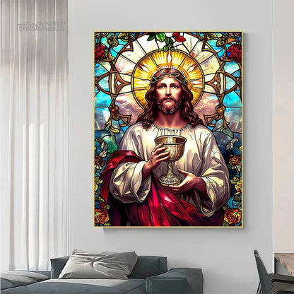 Jesus Christ Stained Glass Posters Canvas