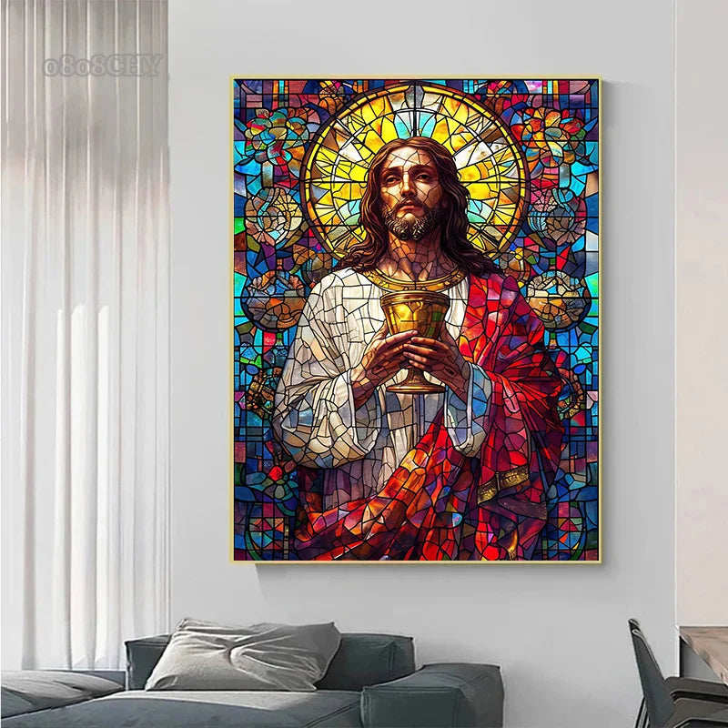 Jesus Christ Stained Glass Posters Canvas