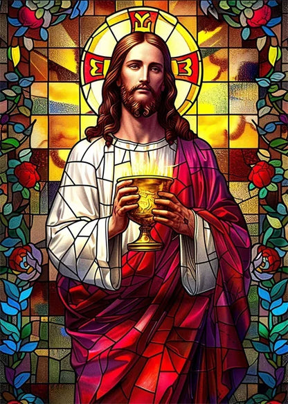 Jesus Christ Stained Glass Posters Canvas