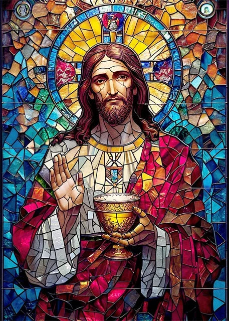 Jesus Christ Stained Glass Posters Canvas