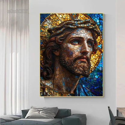 Jesus Christ Stained Glass Posters Canvas