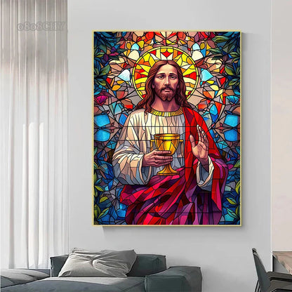 Jesus Christ Stained Glass Posters Canvas