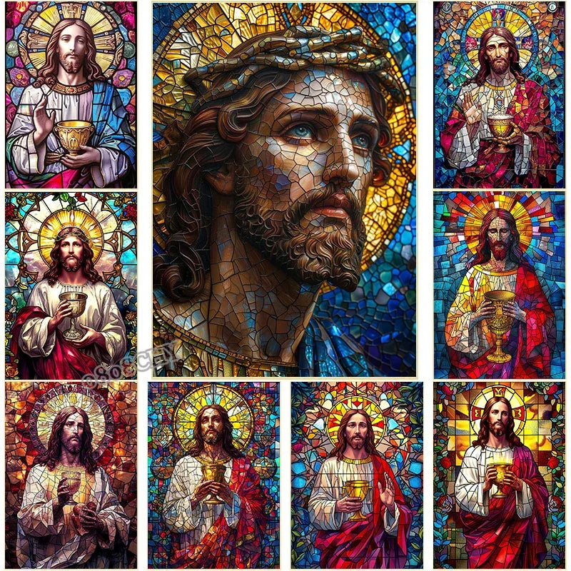 Jesus Christ Stained Glass Posters Canvas