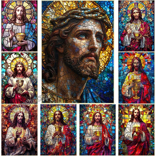 Jesus Christ Stained Glass Posters Canvas