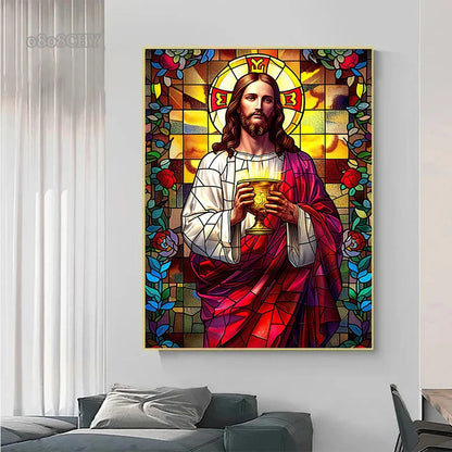 Jesus Christ Stained Glass Posters Canvas