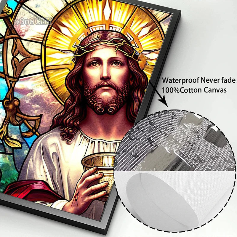 Jesus Christ Stained Glass Posters Canvas